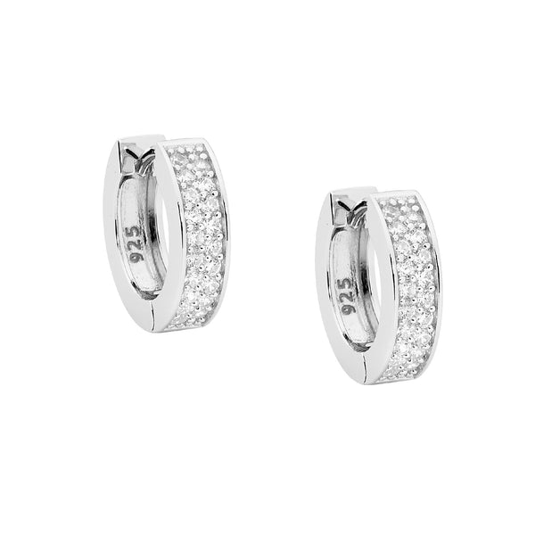 CZ Double Row Medium Huggie Earrings - 2 Colours