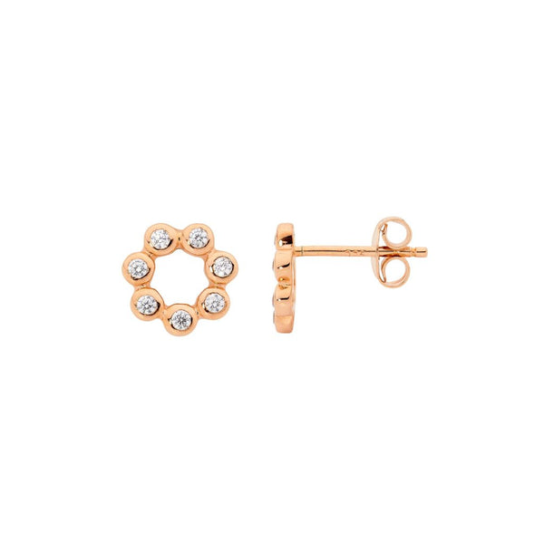 Circle CZ Stud Earrings - 3 Colours