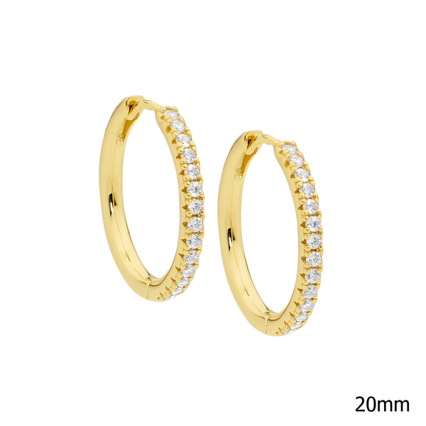 20mm CZ Claw Set Large Huggie Gold Earrings