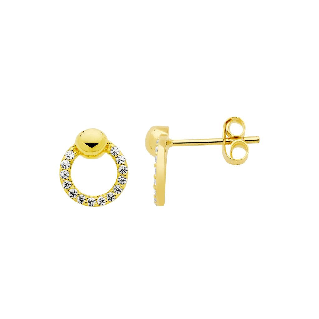 Circle with Ball CZ Earrings - 3 colours