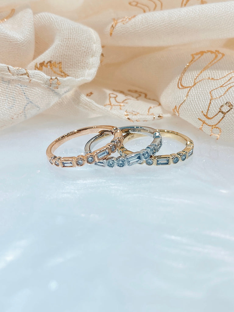 Baguette Round Rosegold Band
