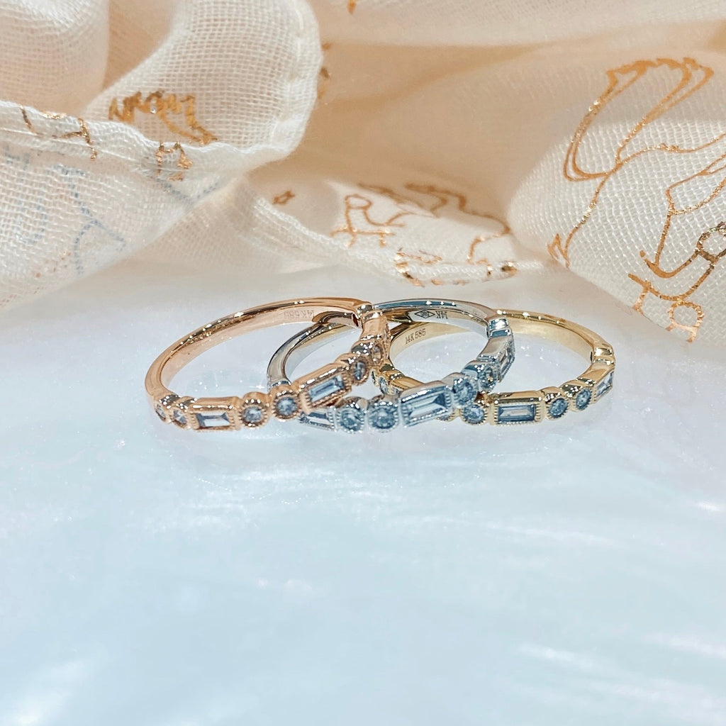 Baguette and Round White Gold Ring