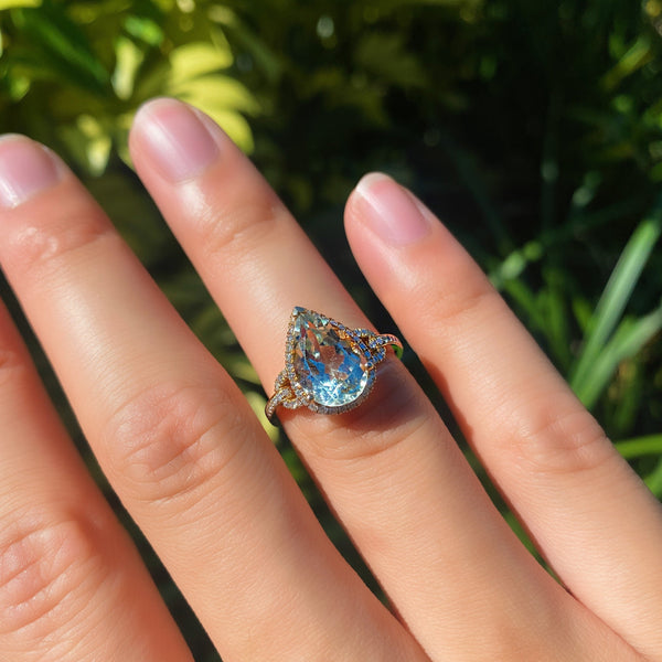 Green Amethyst Teardrop Ring