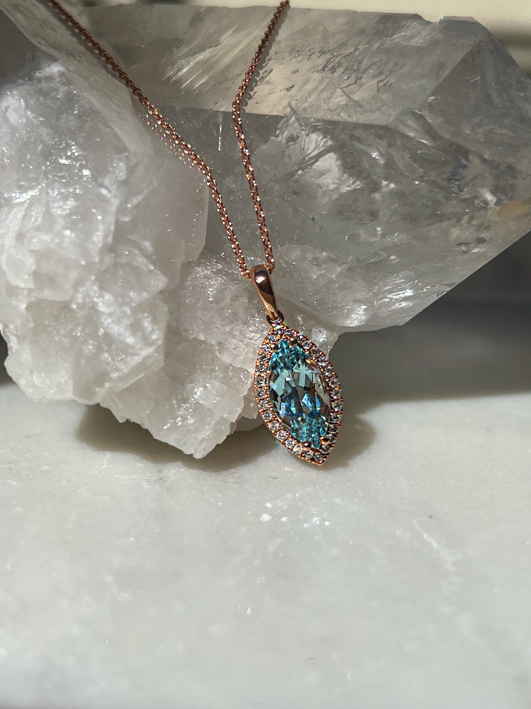 Ines Marquise Aquamarine Pendant