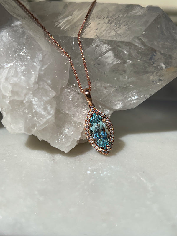 Ines Marquise Aquamarine Pendant