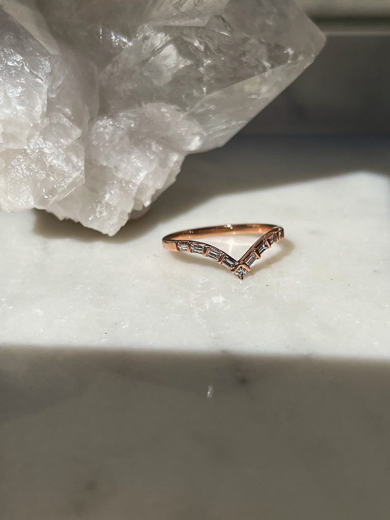 SOLD Gabriella RoseGold Diamond Wishbone Ring