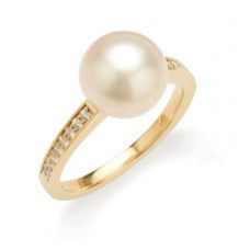 Diamond Set Pearl Ring