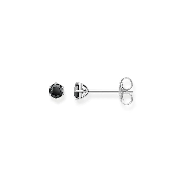 Black Stone Silver Ear Single Stud