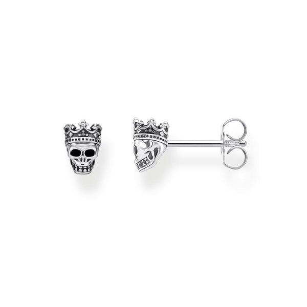 Skull King Silver Stud Earrings
