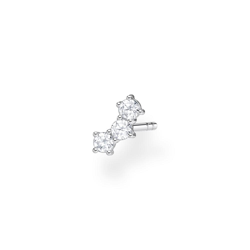 Ear Stud 3 White Stone (Single)