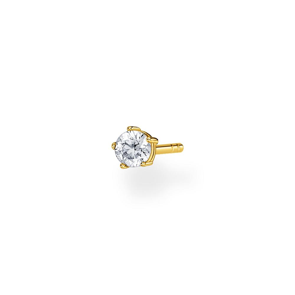 Ear Stud CZ White Stone Gold (Single) - 2 sizes available