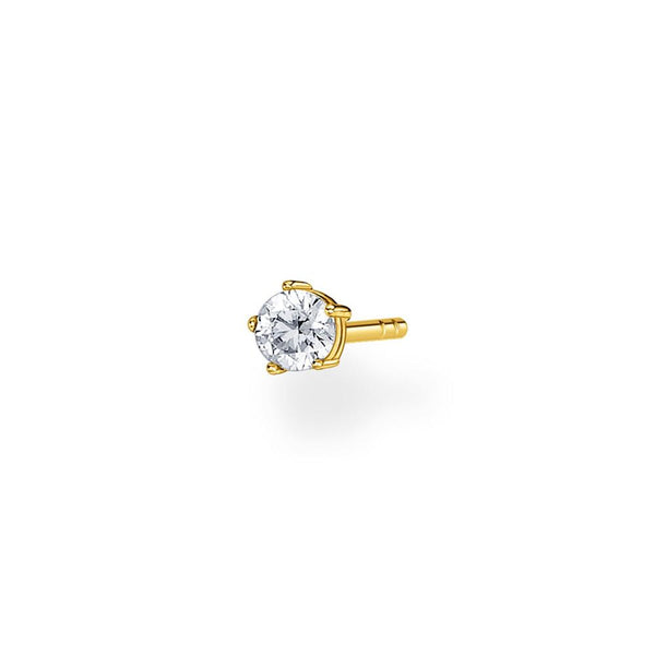 CZ White Stone Gold Ear Single Studs