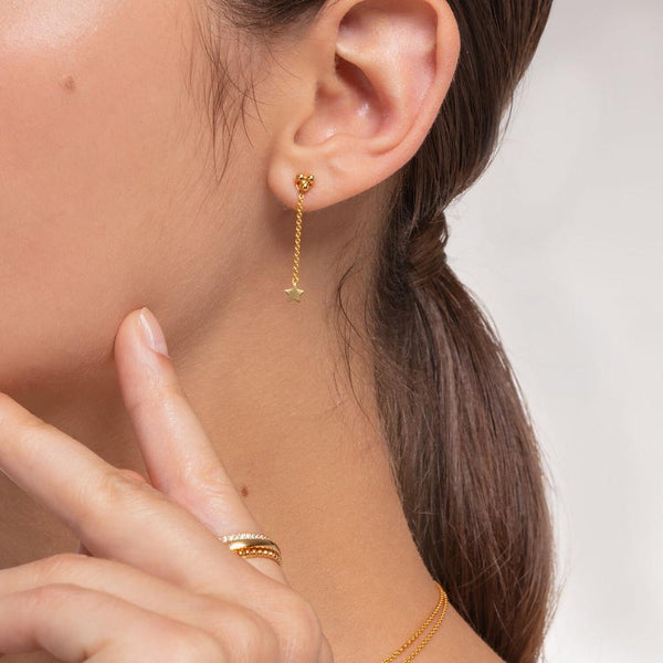 3 Bead Dots Silver Ear Single Studs