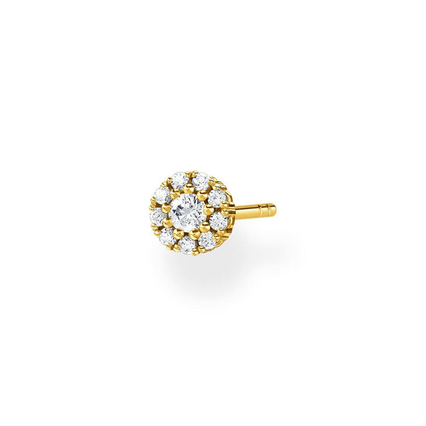 Round Pave CZ Ear Single Studs - 2 colours