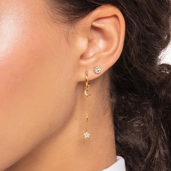 Round Pave CZ Ear Single Studs - 2 colours