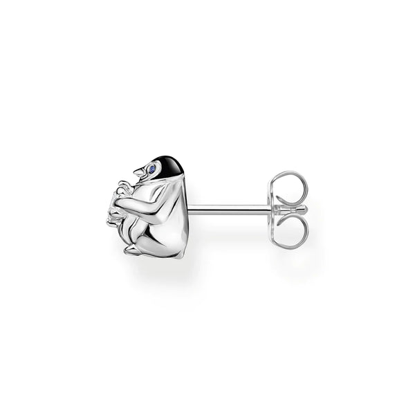 Penguin with CZ Silver Ear Single Studs