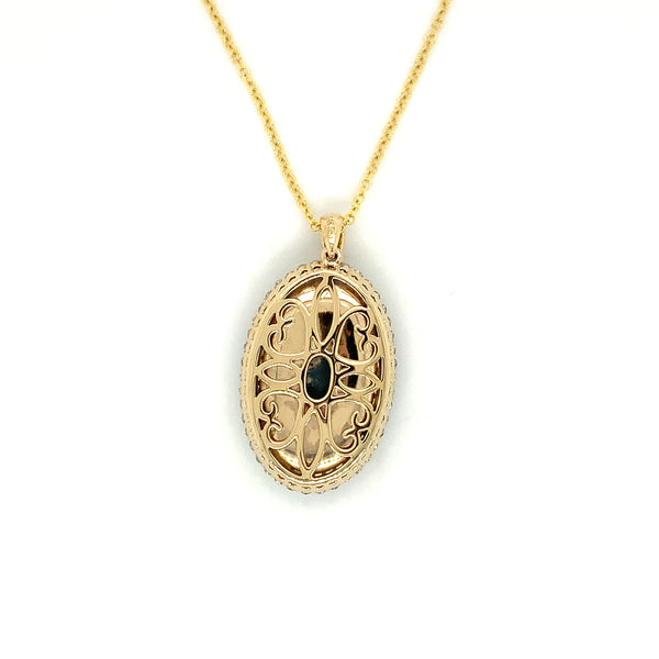 Oval Opal Yellow Gold Diamond Pendant