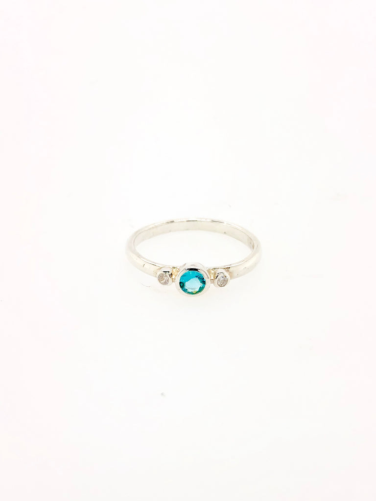 Silver Birthstone Ring - March