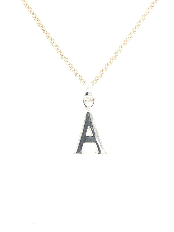 Silver Initial Pendants - Block