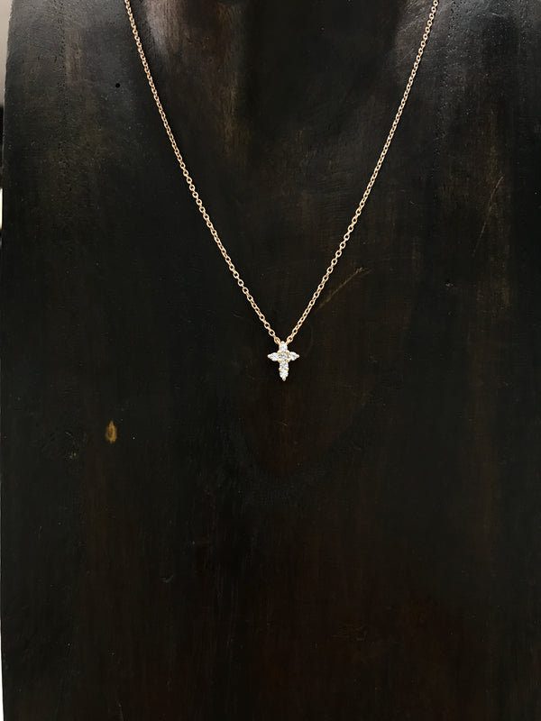 Rosegold Small Sparkling Cross Pendant