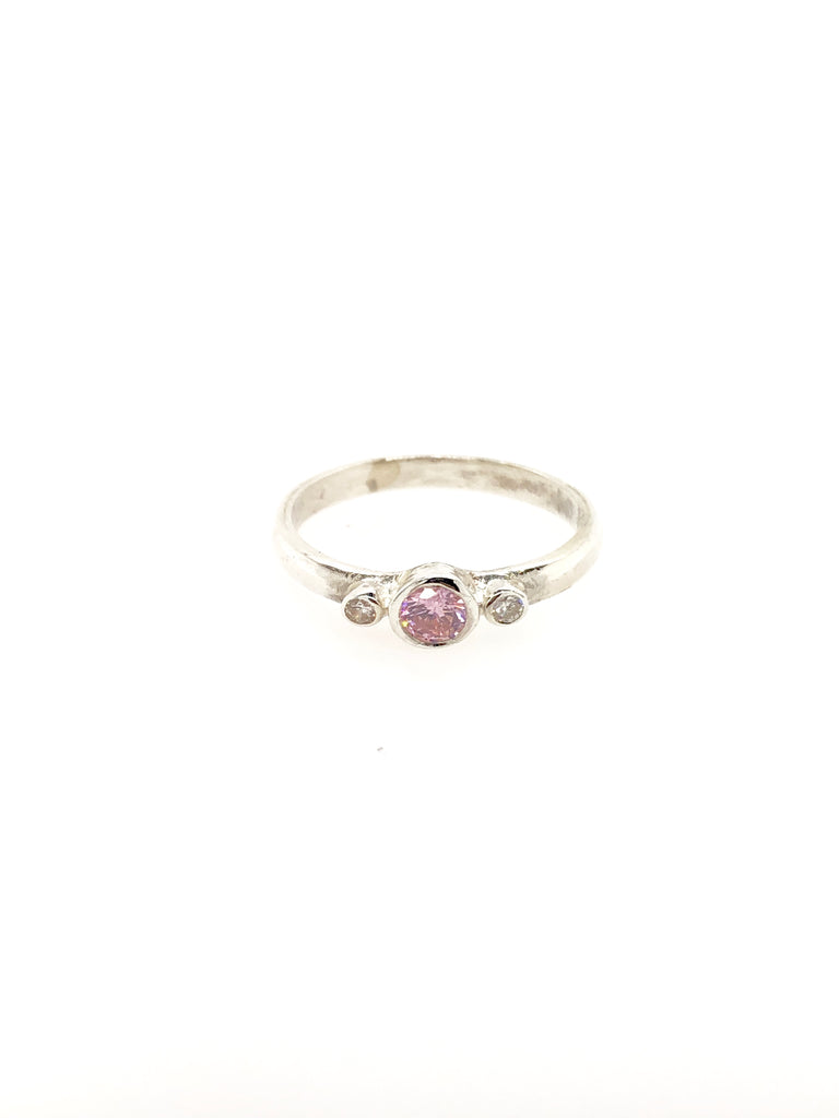 Silver Birthstone Ring - October