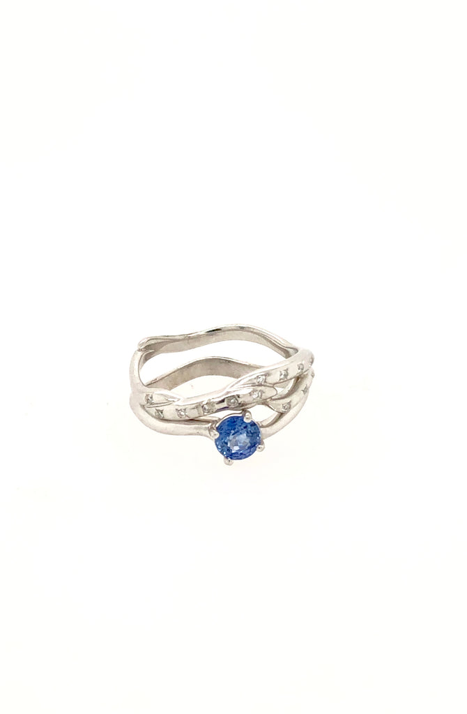 Ceylon Sapphire Diamond Platinum Ring
