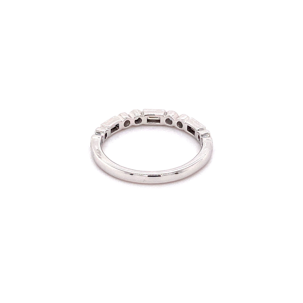 Baguette and Round White Gold Ring