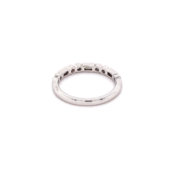 Baguette and Round White Gold Ring