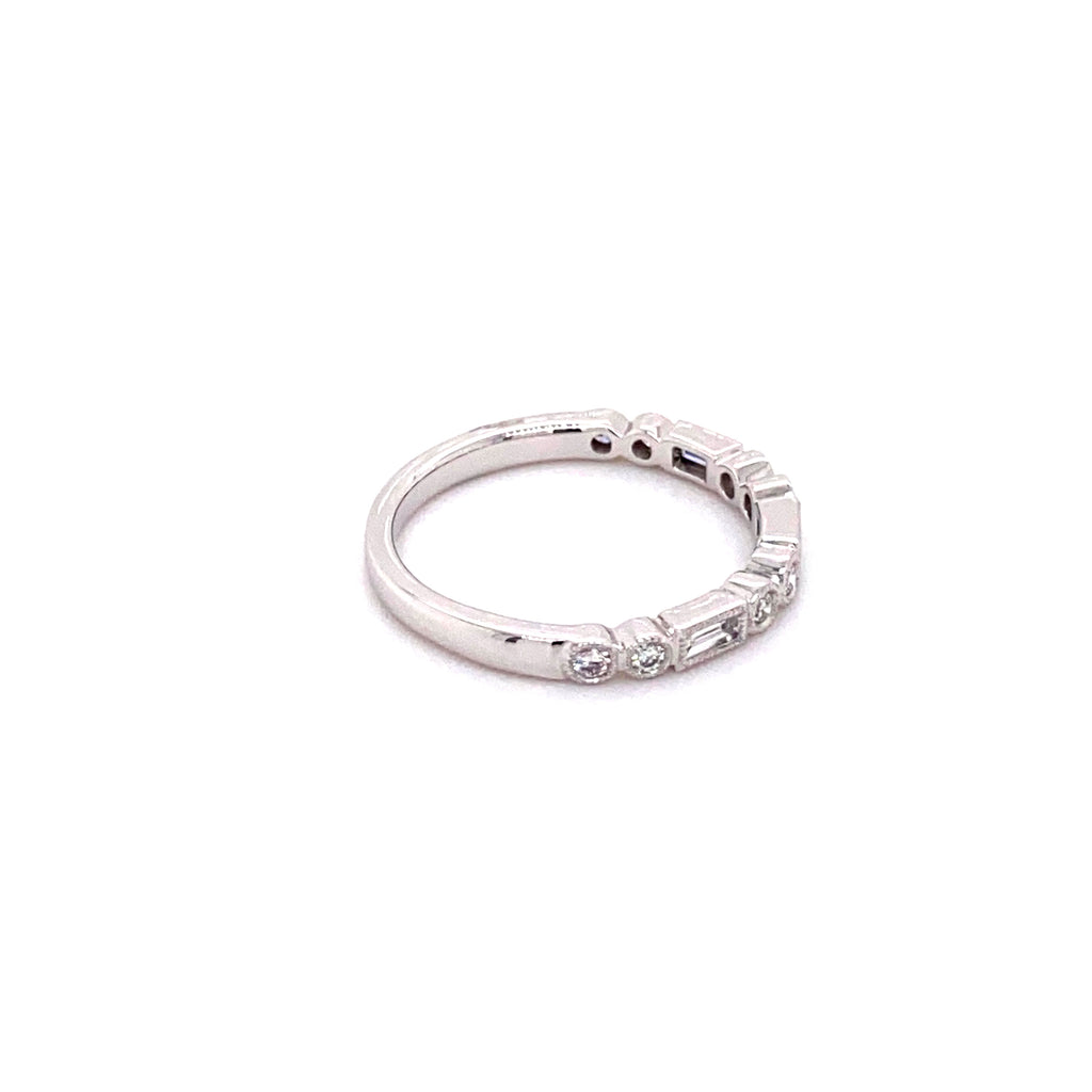 Baguette and Round White Gold Ring