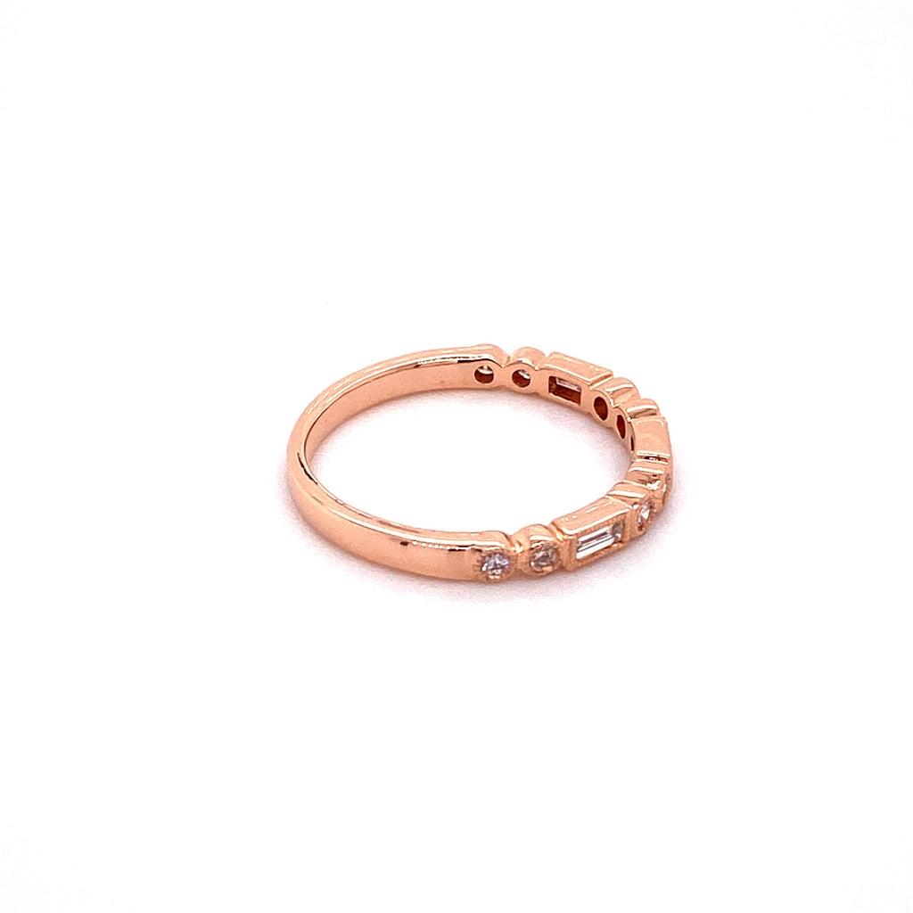 Baguette Round Rosegold Band