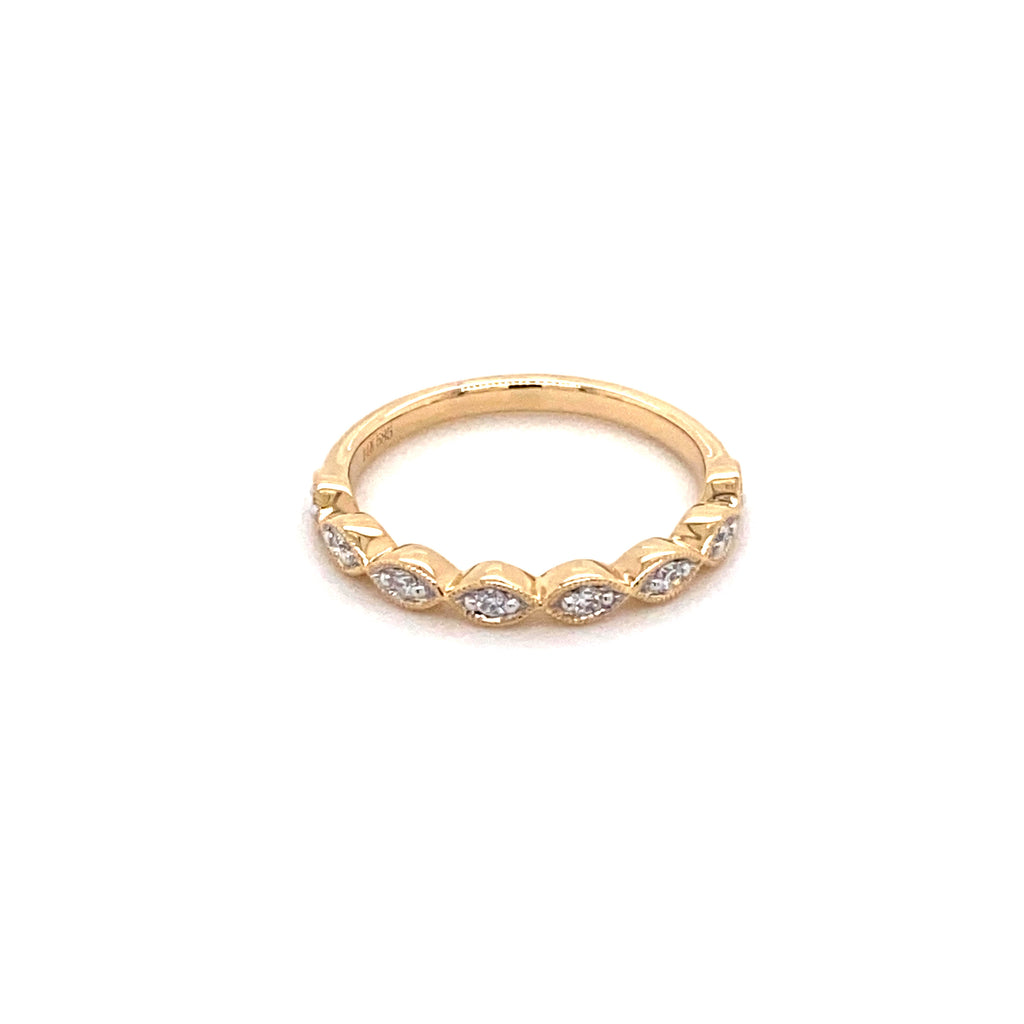 Marquise Diamond Yellow Gold Stacker Ring
