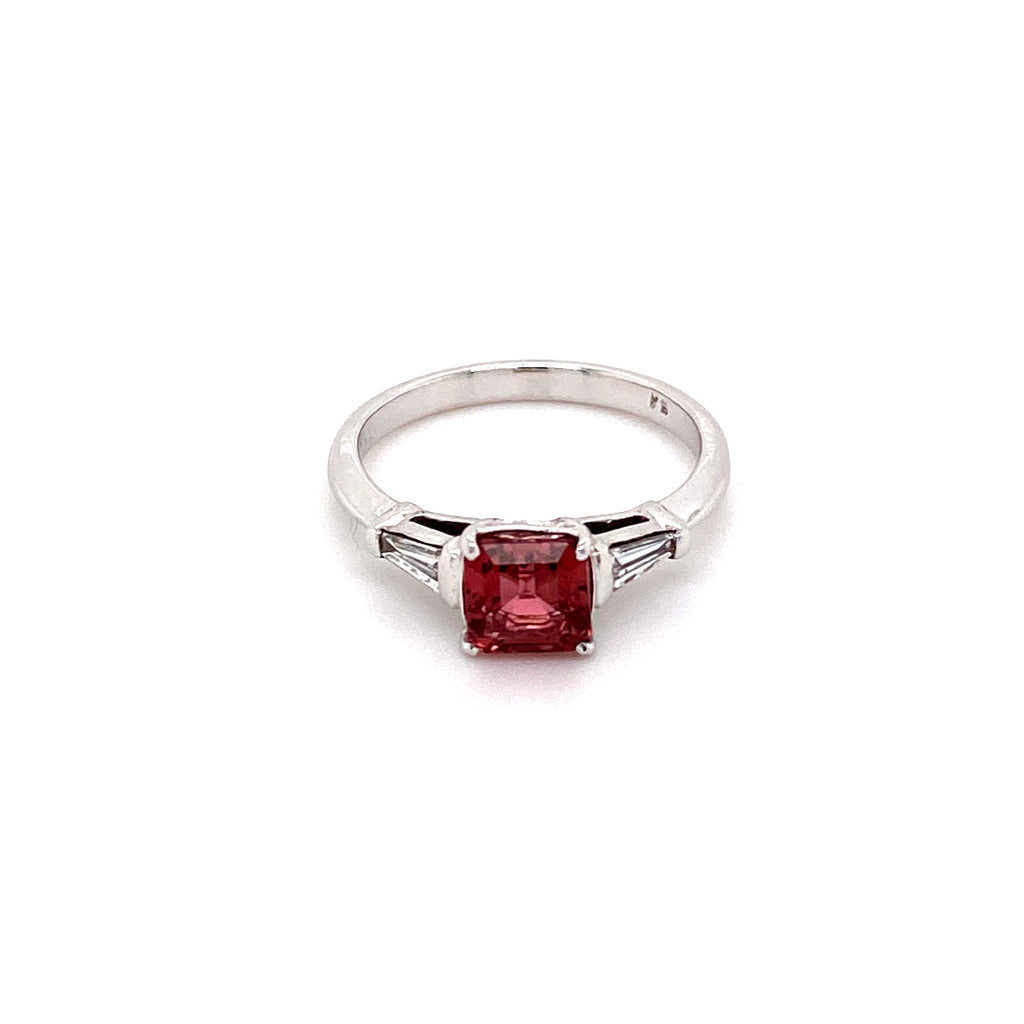 Tourmaline and Diamond Platinum Ring
