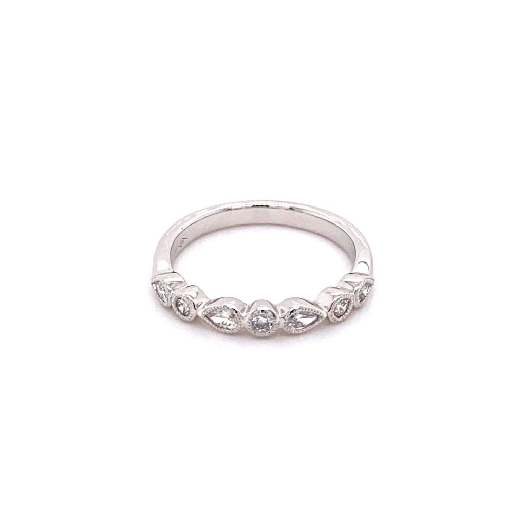 White Gold Teardrop and Round Diamond Band