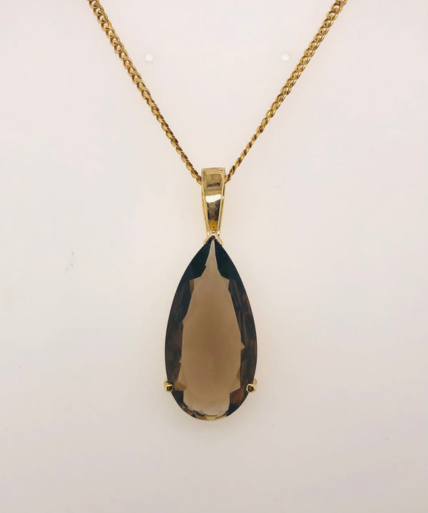 9ct Yellow Gold Smokey Quartz Enhancer Pendant