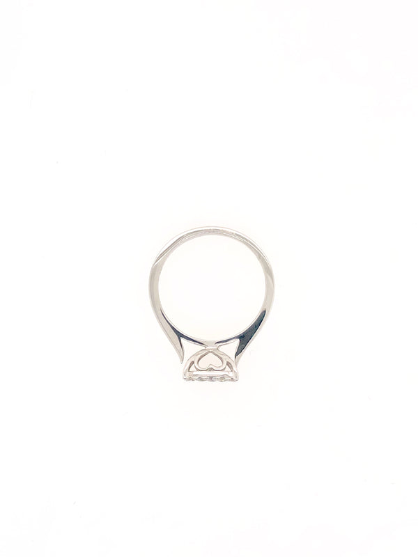Square Cluster 4 Claw White Gold Ring