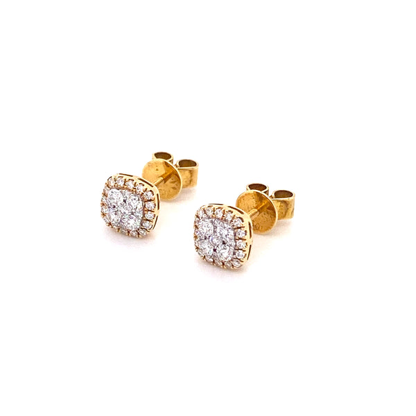 Cluster Square 18ct Yellowgold Earrings