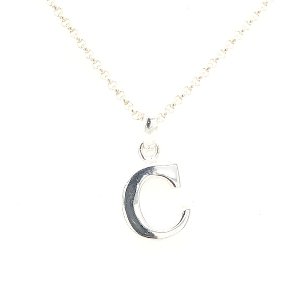 Silver Initial Pendants - Block Letters