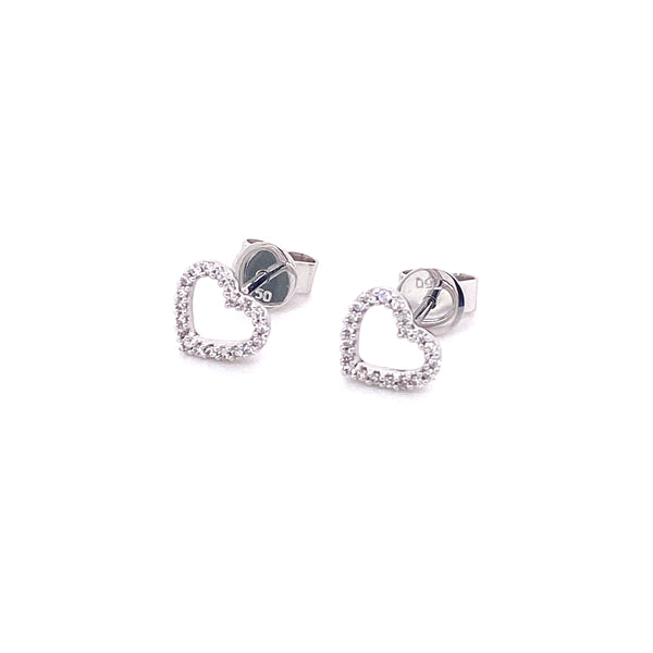 Heart Stud 18ct Whitegold Earrings