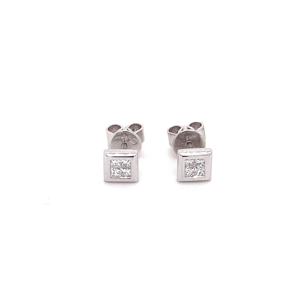 Princess Cut 18ct Whitegold Stud Earrings