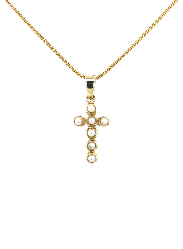 Pearl Layered 9ct Yellow Gold Cross Pendant