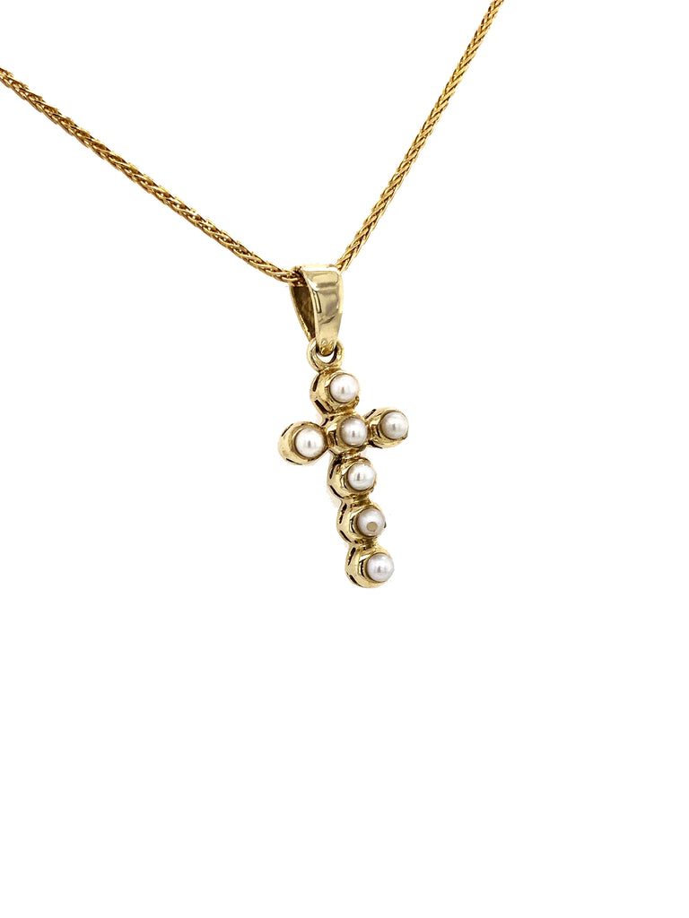 Pearl Layered 9ct Yellow Gold Cross Pendant