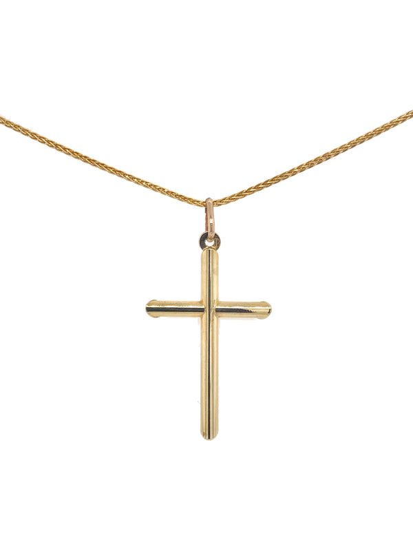 9ct Yellow Gold Tubular Cross Pendant
