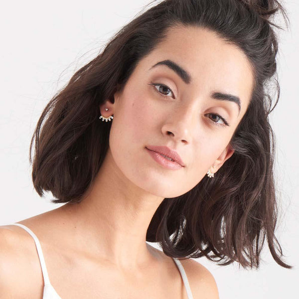 Glow Getter - Cluster Ear Jacket Silver Earrings