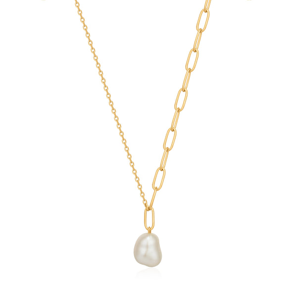 Pearl of Wisdom - Chunky Pearl Gold Necklace
