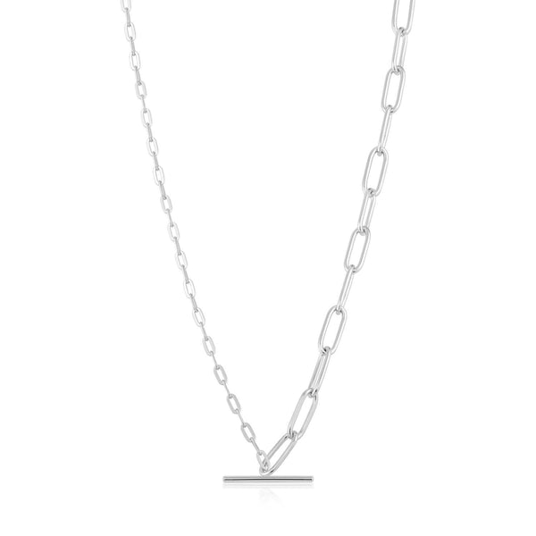Chain Reaction - T-Bar Mixed Silver Chain Necklace