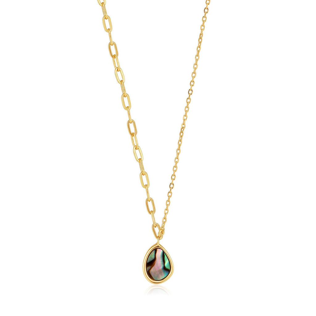 Tidal Abalone Mixed Link Necklace Gold