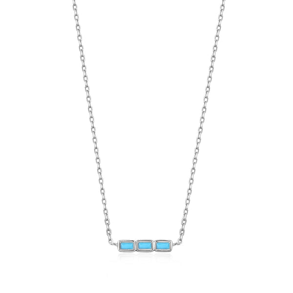 Into The Blue - Turquoise Bar Silver Necklace