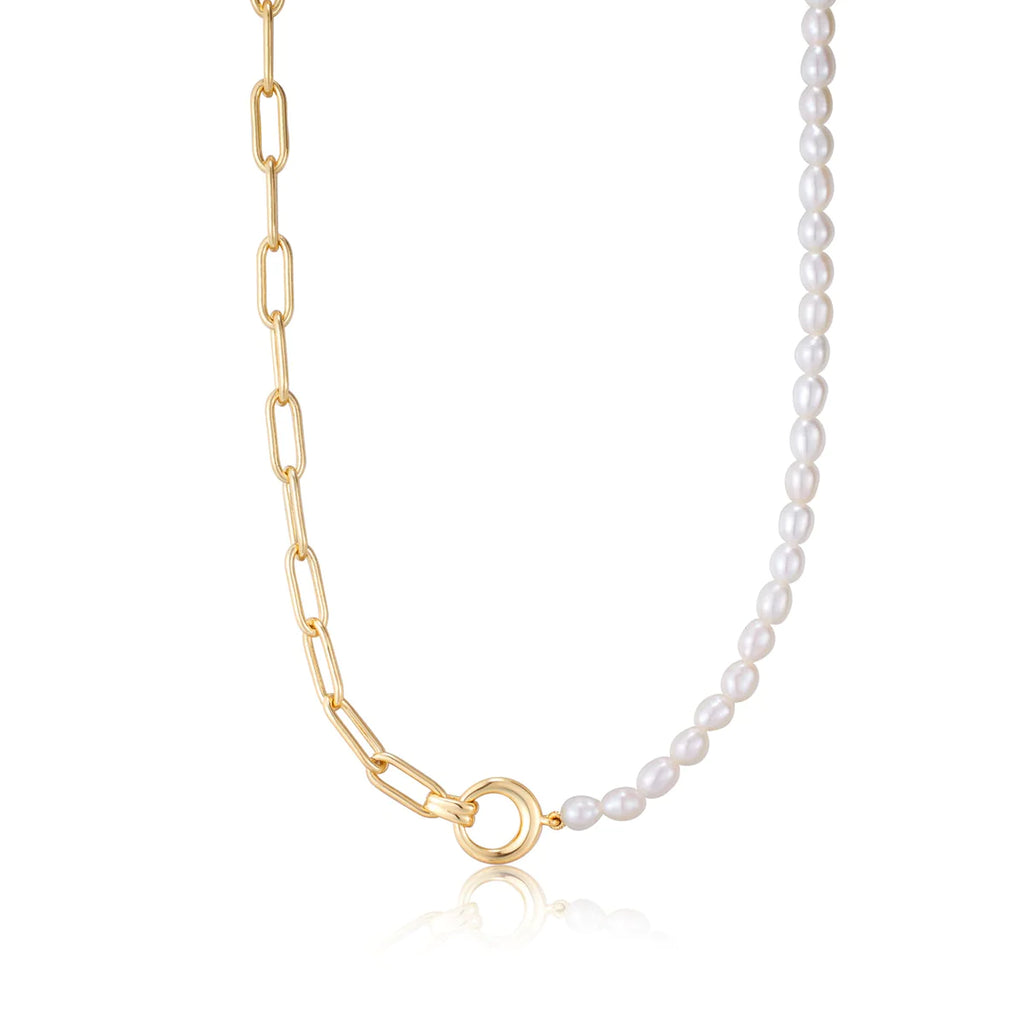 Pearl Chunky Link Chain Necklace 2 colours Forever Jewellery
