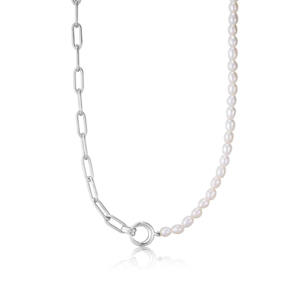 Pearl Power - Pearl Chunky Link Silver Chain Necklace