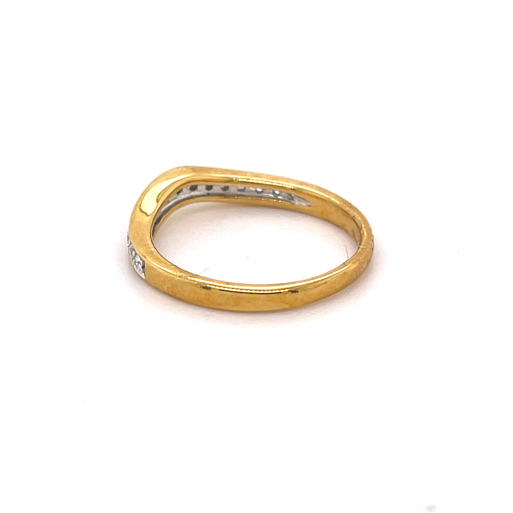 Yellow Gold Curved Diamond Ring